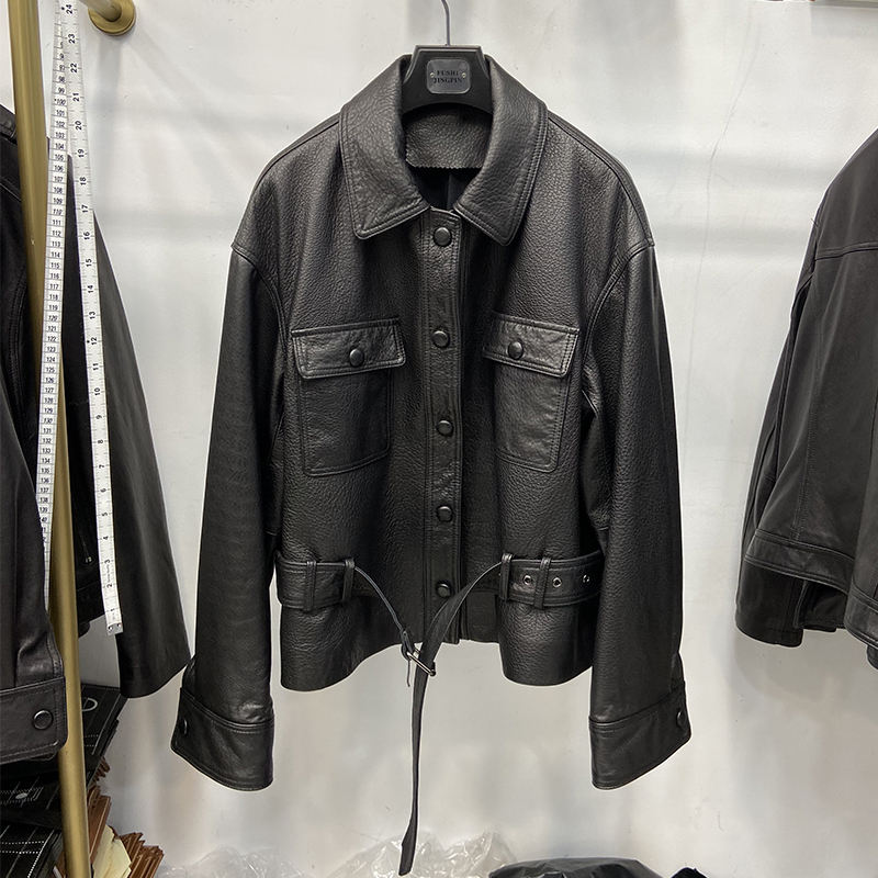 Women'S Fashion Leather Jacket - Cappotto Primaverile di Lusso in Vera