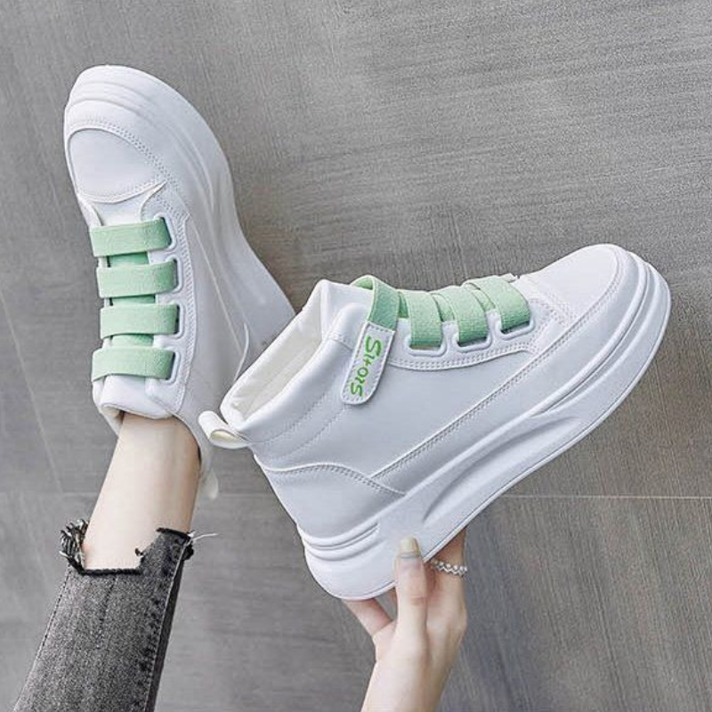 Women'S Fashion Velcro Sneakers - Versatili sneakers alte bianche da donna