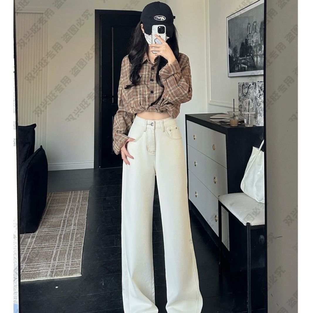 Women'S Fashion Petite - Jeans beige a vita alta e