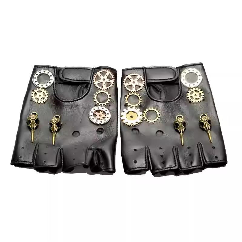 Women'S Fashion Gloves - Guanti bussola senza dita in pelle