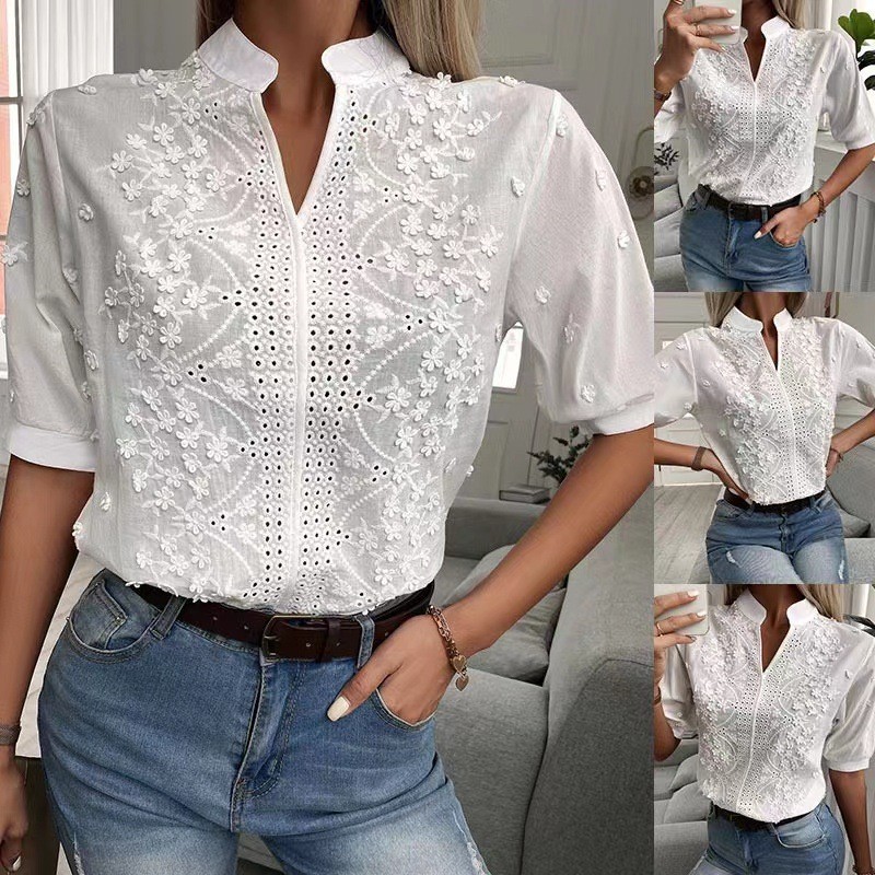 Women'S Fashion Trends Spring 2026 - Camicetta bianca elegante a maniche corte