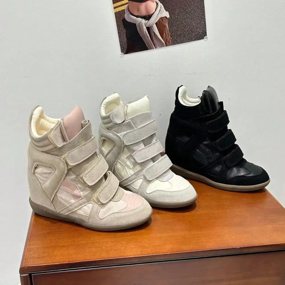 Women'S Fashion Velcro Sneakers - Sneakers con Zeppa Alta da Donna,