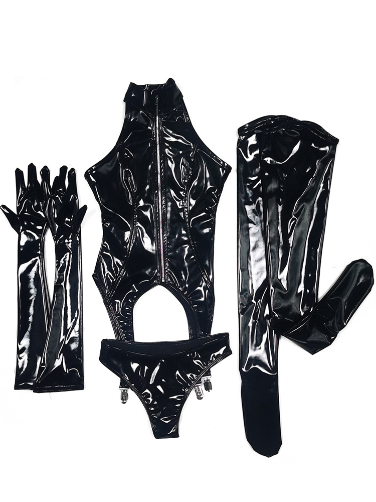 4 pz/set Wet Look PVC Catsuit  - Women'S Fashion Gloves recensione e prezzo